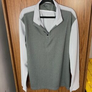 Zyia Active Quarter Zip Pullover Mens XL Gray White Mesh Long Sleeve Athletic